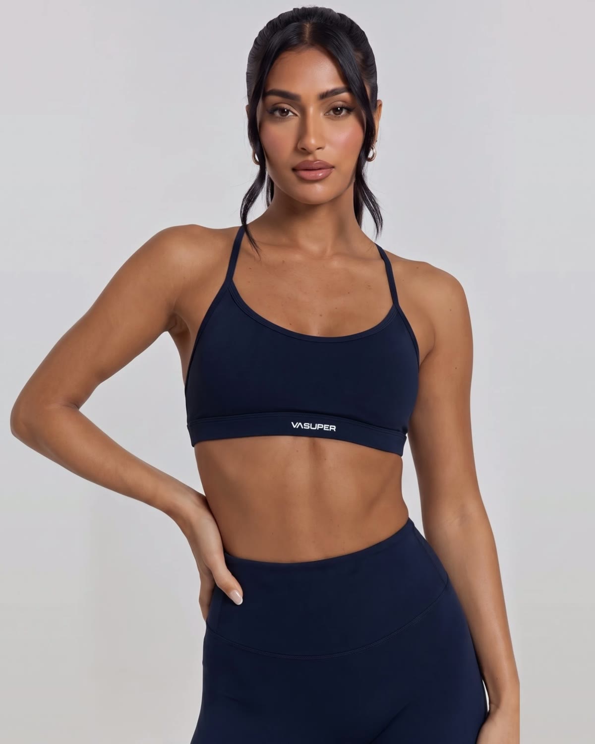 Strappy Sports Bra, front, hand on hip view